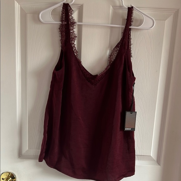 Devoted Tops - Women's Burgundy Lace Trim Top